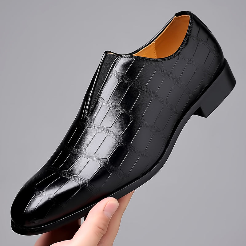 Stone pattern men's casual leather shoes
